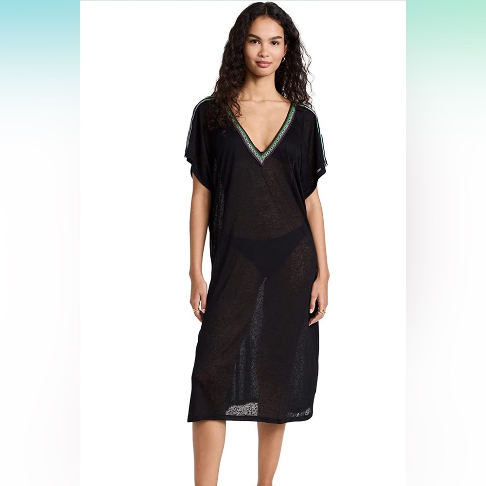 Pitusa Black Dress with Green Trim